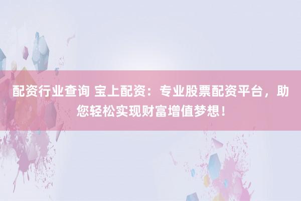 配资行业查询 宝上配资：专业股票配资平台，助您轻松实现财富增值梦想！