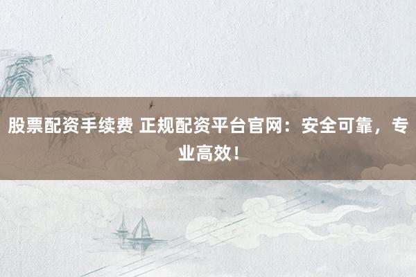 股票配资手续费 正规配资平台官网:安全可靠,专业高效!
