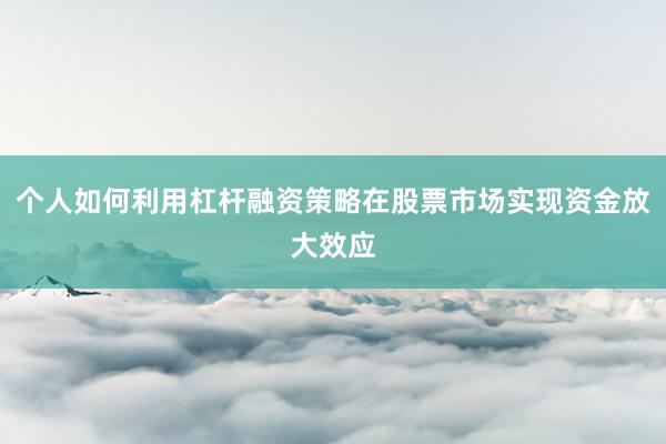 个人如何利用杠杆融资策略在股票市场实现资金放大效应