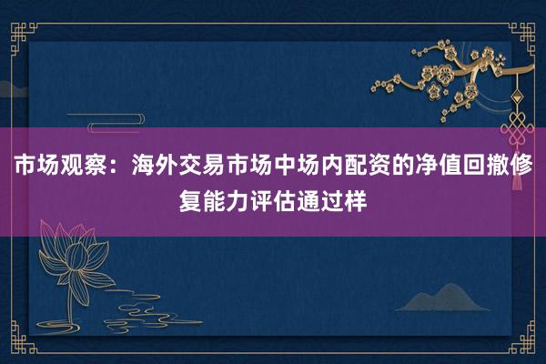 市场观察:海外交易市场中场内配资的净值回撤修复能力评估通过样