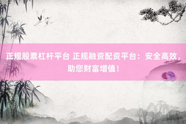 正规股票杠杆平台 正规融资配资平台：安全高效，助您财富增值！