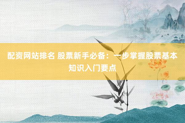 配资网站排名 股票新手必备：一步掌握股票基本知识入门要点