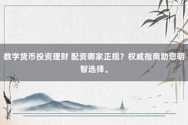 数字货币投资理财 配资哪家正规？权威指南助您明智选择。